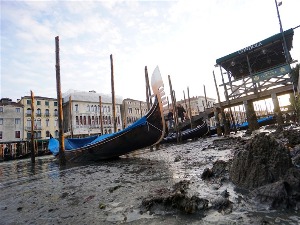 Venecijanski kanali gotovo bez vode, gondole u blatu