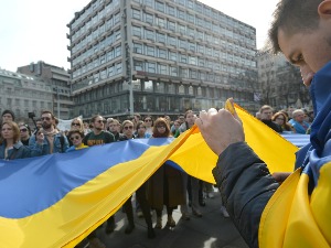 Марш солидарности са Украјином у Београду, отворена изложба "Година несаломивости"
